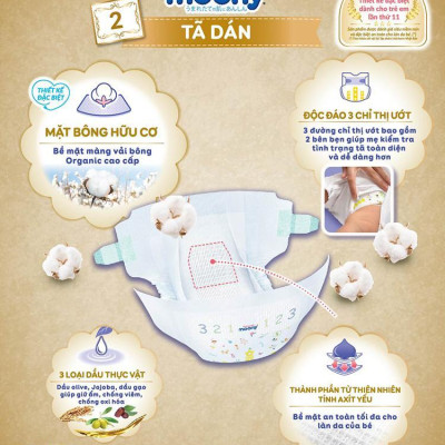 Combo 2 Bỉm - Tã dán Moony Natural size M 46 miếng (Cho bé 6 - 11kg)