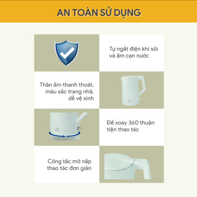 Ấm Đun Siêu Tốc BlueStone KTB-3456 1.5 Lít 1800W - Hàng Chính Hãng