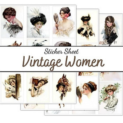sticker sheet vintage women - sticker dán, trang trí sổ nhật kí, sổ tay - uni030