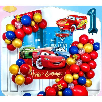 Combo Bong Bóng Trang Trính Sinh Nhật Hình Xe Hơi Cho Bé