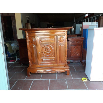 tủ thờ gỗ gụ trạm chữ phúc màu cánh gián