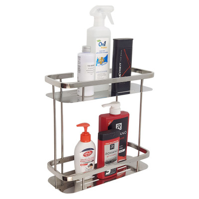 Kệ tường đôi phòng tắm Inox SUS 304 Eurolife EL-KT10 (Trắng Bạc)