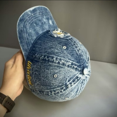 Combo 2 nón kết, mũ lưỡi trai Hoa Cúc vải jeans form chuẩn siêu đẹp (Ảnh thật)