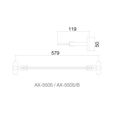 Kệ kính 50cm AX-5505 - INOX SUS 304