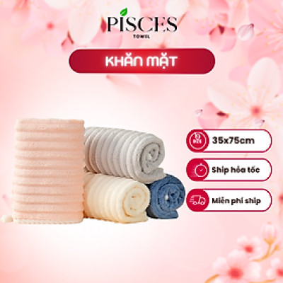 Khăn Mặt PISCES TOWEL Vân Dài 35x75cm Mềm Mại Thấm Hút Mồ Hôi, Khăn Gia Đình Thể Thao Tập Yoga Gym