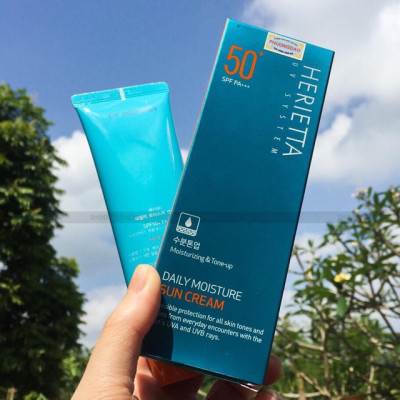 Kem chống nắng thảo dược Herietta Daily Moisture nâng tông, không bết dính SPF50+/PA+++ 70g 