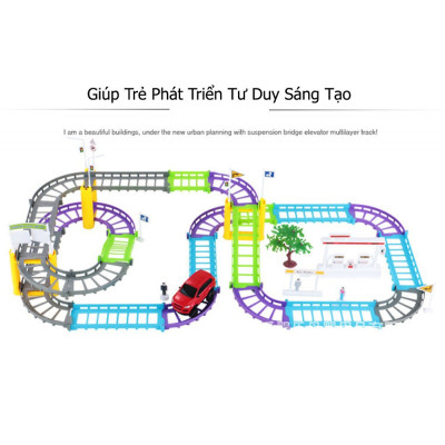 Hộp Đồ Chơi Lắp Ráp Đường Ray Xe Ôtô Chạy Pin Cho Bé