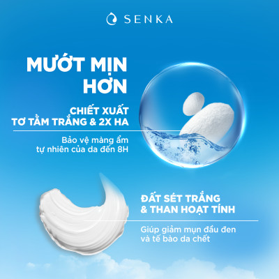 Sữa Rửa Mặt Tạo Bọt Chiết Xuất Đất Sét Trắng Senka Perfect White Clay New 14840 (120g)