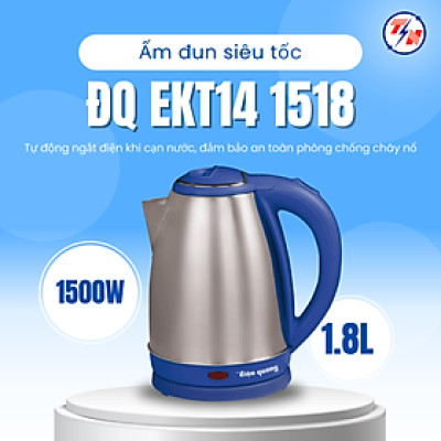 Ấm đun nước siêu tốc Điện Quang ĐQ EKT14 1518 Xanh Dương ( 1500W, 1.8L, inox 201 mờ, nhựa PP ) Hàng chính hãng