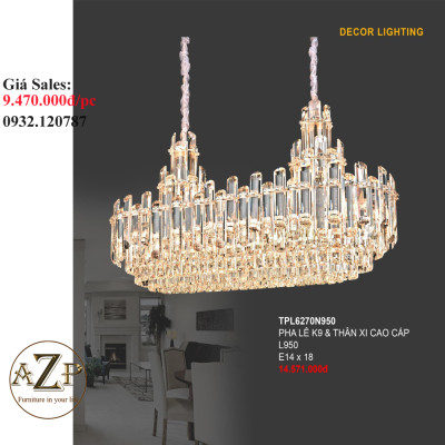 ĐÈN THẢ TRẦN PHA LÊ / ĐÈN THÔNG TẦNG TRANG TRÍ PHÒNG KHÁCH / PHÒNG NGỦ / CẦU THANG / KHÔNG GIAN SANG TRỌNG AZP-6270 phong cách đương đại, hàng nhập khẩu AZP