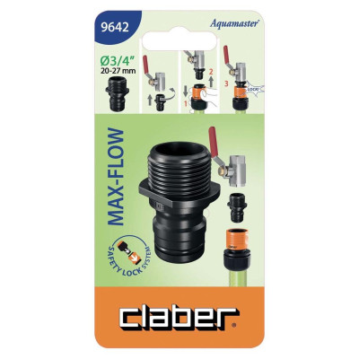 Đầu nối nhanh lưu lượng lớn ren ngoài 3/4" (27mm) Claber