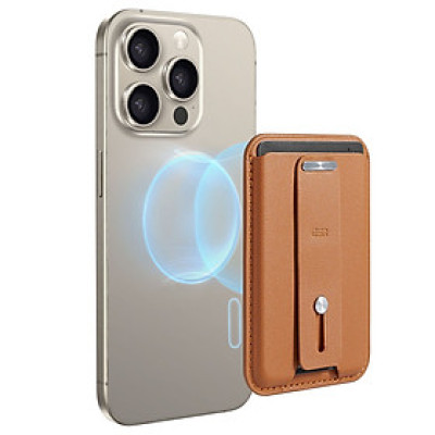 Ví Da Nam Châm Siêu Mạnh Cho Iphone, ESR Magnetic Wallet (HaloLock), Đựng 1-3 Thẻ, Có Khoá Chống Rớt Thẻ, Chân Chống_ Hàng chính hãng