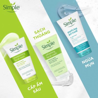 Sữa rửa mặt Simple giúp da sạch thoáng & không chứa xà phòng 150ml [CHÍNH HÃNG ĐỘC QUYỀN]
