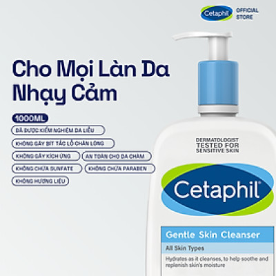 Sữa rửa mặt dịu lành cho da nhạy cảm Cetaphil Gentle Skin Cleanser 1000ml 