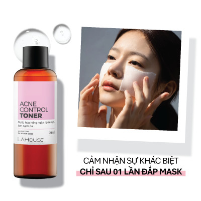 Bộ sản phẩm chăm sóc da LÁ HOUSE gồm Toner giúp ngăn ngừa mụn Acne Control,Bông tẩy trang