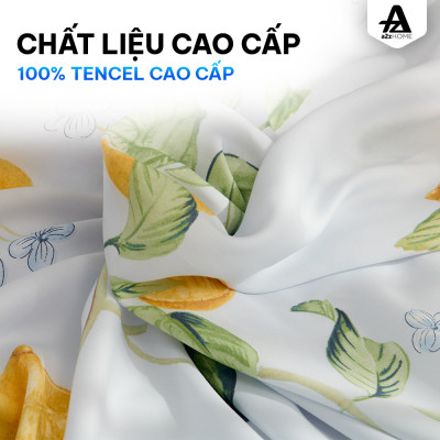 Bộ Ga Giường 4 Món Yellow Lemon Mềm Mại, 100% Tencel Cao Cấp A2Z Home