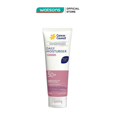 Kem Chống Nắng Cancer Council Face Day Moisturizer Dưỡng Ẩm Dành Cho Da Mặt SPF50+ UVA-UVB 75ml