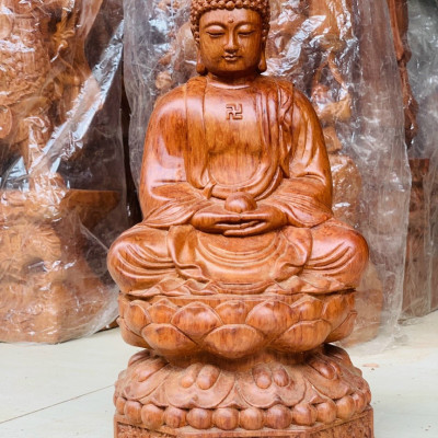 Tượng phật adi đà được làm bằng chất liệu gỗ hương đá kt cao 50×25×25cm 