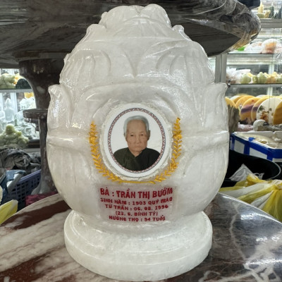Hủ đưng tro cốt đá cẩm thạch trắng - Cao 25 cm