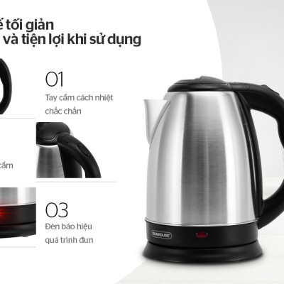 ẤM SIÊU TỐC INOX 1.8 L SUNHOUSE SHD1182 - HÀNG CHÍNH HÃNG