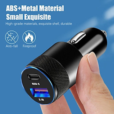 Tẩu Sạc Nhanh 15W 2 cổng USB Type-C Màu Đen Đa Năng Cho Xe Hơi Ô Tô  [ Miếng Lót chuột ]