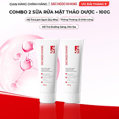 Combo 2 tuýp Sữa rửa mặt Sắc Ngọc Khang 100g giúp làm sạch bã nhờn, bụi bẩn cho da
