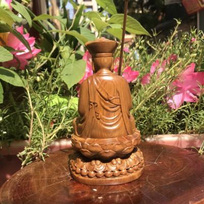 Bộ tượng phật tây phương tam thánh bằng gỗ bách xanh thơm nức kt cao 15×9cm
