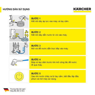 (Mới 2025) Máy phun rửa áp lực cao Karcher K 2 HR - Công suất 1400W, áp lực 110 bar phù hợp rửa xe - Bảo hành 24 tháng - Hàng Chính Hãng
