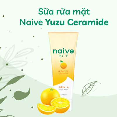 Sữa Rửa Mặt Sạch Sâu Chiết Xuất Quả Thanh Yên Và Ceramide Kracie Naive Face Wash (Yuzu Ceramide) - Tuýp 130G