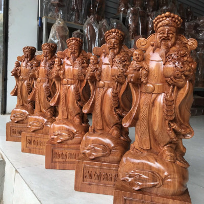 Tượng phật ông thần tài bằng gỗ hương đá liền khối kt cao 60×20×15cm 