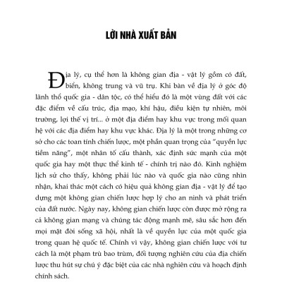 Địa Chiến Lược Việt Nam Tầm Nhìn 2030 Những Vấn Đề Lý Luận, Thực Tiễn Và Thích Ứng Chính Sách - PGS. TSKH. Trần Khánh