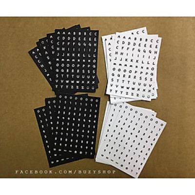 (02 tấm) sticker chữ và số trang trí thiệp, scrapbook, sổ tay