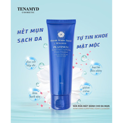 Sữa rửa mặt Tenamyd Fresh White Sand Platinum 120g ngừa mụn cho da dầu mụn - Hàng chính hãng - Lady & Men Viet Nam