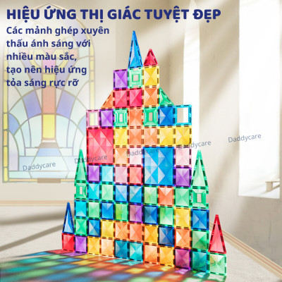 Xếp Hình Nam Châm Ánh Sáng Colorful Magnetic Tiles Mideer Daddycare, nam châm lắp ghép thông minh cho bé 3,4,5,6 tuổi