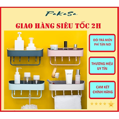 Kệ Dán Tường Đựng Đồ Phòng Tắm Có 4 Móc - Chính Hãng 