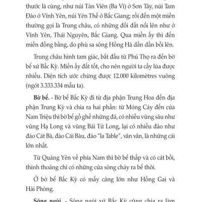 Địa Dư Các Tỉnh Bắc Kỳ
