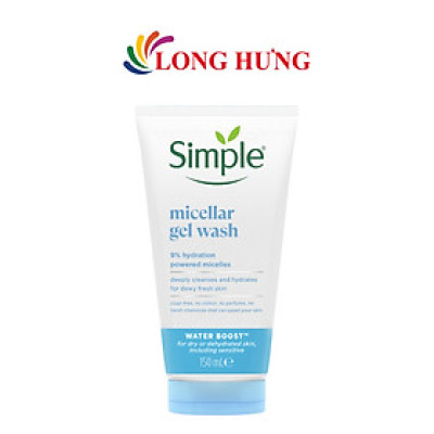 Sữa rửa mặt Simple Micellar Gel Wash giúp cấp ẩm và sạch sâu cho da khô (150ml) - Hàng chính hãng