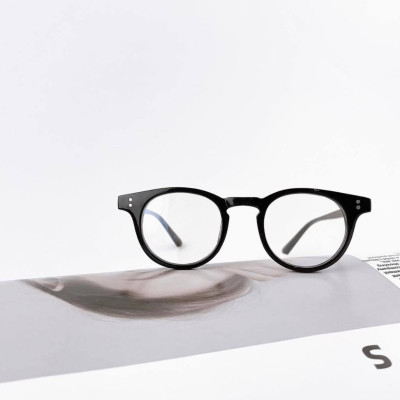 Kính Mắt Tròn Nhỏ Unisex Thiết Kế Đơn Giản Full Đen