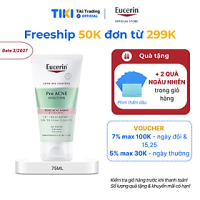 Gel Rửa Mặt Cho Da Mụn Eucerin 3X Treatment Gel To Foam Cleanser 75ml