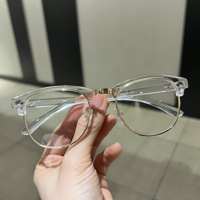 Kính gọng trong suốt nửa viền cổ điển nam nữ