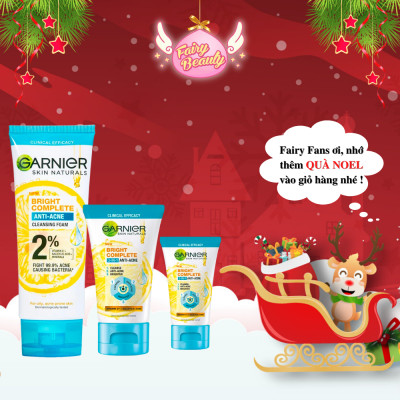 [GARNIER] Sữa Rửa Mặt 3 Trong 1 Giúp Ngăn Ngừa Mụn & Thông Thoáng Lỗ Chân Lông Bright Complete Anti-Acnes 50/90/100ml