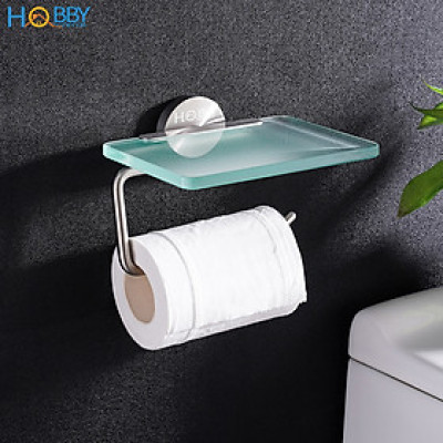 Kệ để giấy vệ sinh có mái che thủy tinh inox 304 Hobby home decor G16