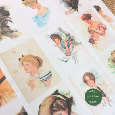 sticker sheet vintage women - sticker dán, trang trí sổ nhật kí, sổ tay - uni030