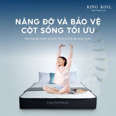 Nệm lò xo King Koil World_Sử dụng công nghệ Thêu Tên hoặc Thông Điệp_Độ dày 25cm