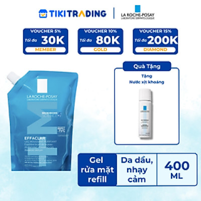 Gel rửa mặt cho da dầu nhạy cảm La Roche-Posay Effaclar Foaming Gel 400ml (Túi refill)