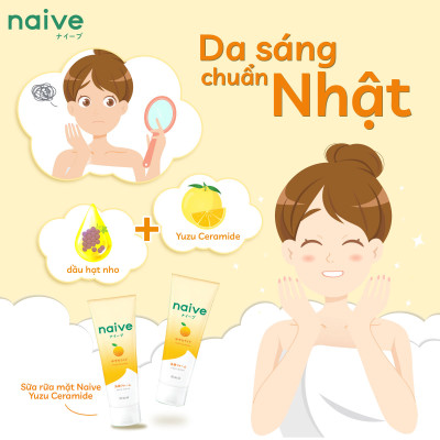 Sữa Rửa Mặt Sạch Sâu Chiết Xuất Quả Thanh Yên Và Ceramide Kracie Naive Face Wash (Yuzu Ceramide) - Tuýp 130G