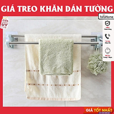 Giá Treo Khăn Đa Năng 2 Tầng Loại Dán, Giá Treo Khăn Inox 2 Tầng 55cm Nhà Tắm, Nhà Bếp Không Cần Khoan Vít