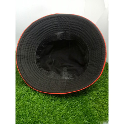 MŨ BUCKET NÓN TAI BÈO ĐEN VIỀN ĐỎ TRƠN