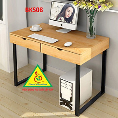 Bàn làm việc, bàn học khung sắt mặt gỗ BKS08A - Nội thất lắp ráp Viendong Adv