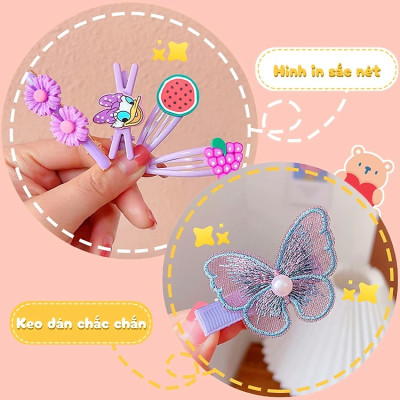 Set 12-14 kẹp tóc cho bé dễ thương nhiều mẫu lựa chọn